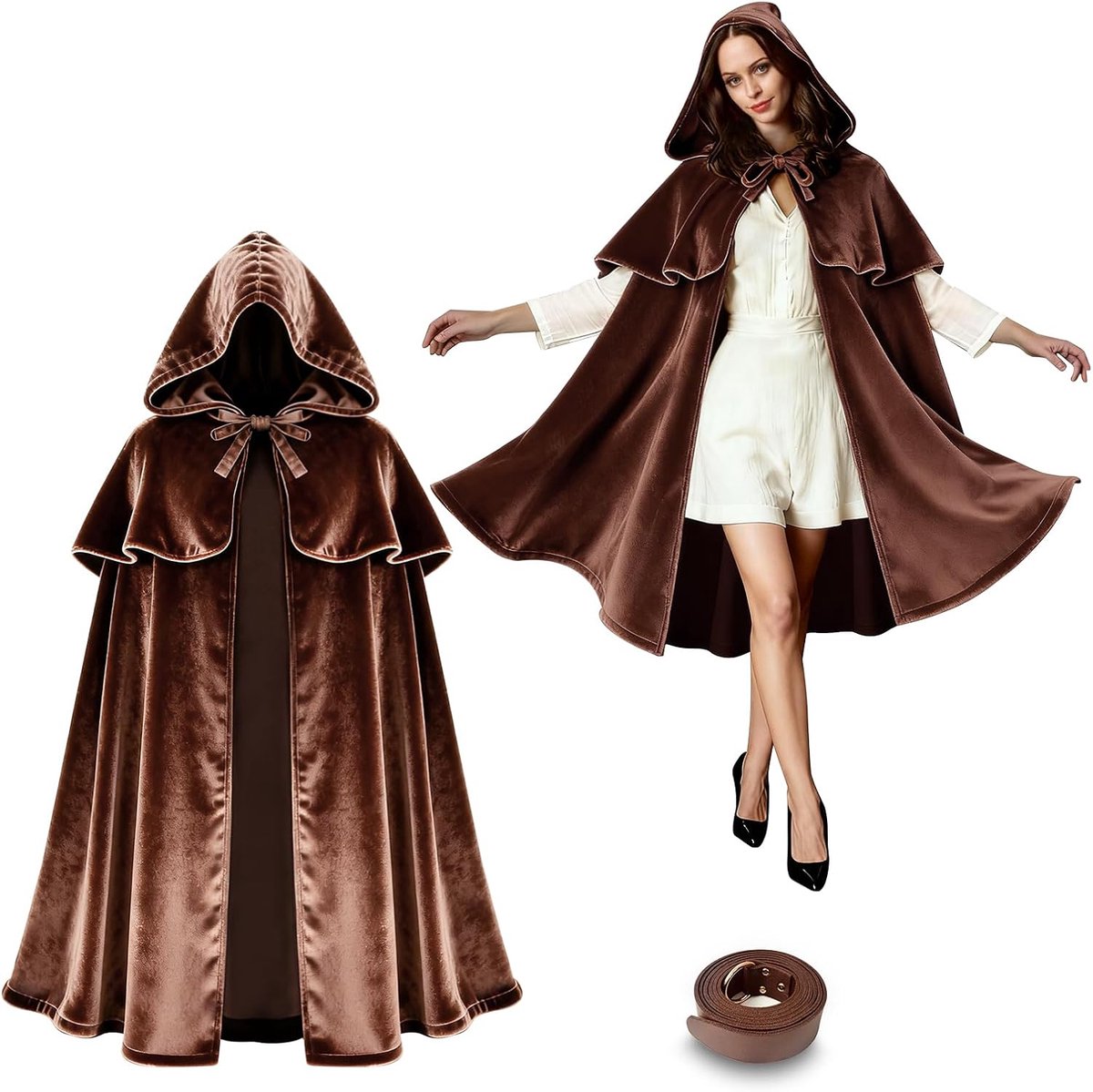 Medieval Cape with Shoulder Armour and Adjustable Strap, 3 in 1 Cape with Hood, Renaissance Clothing for Men and - ShopVlot