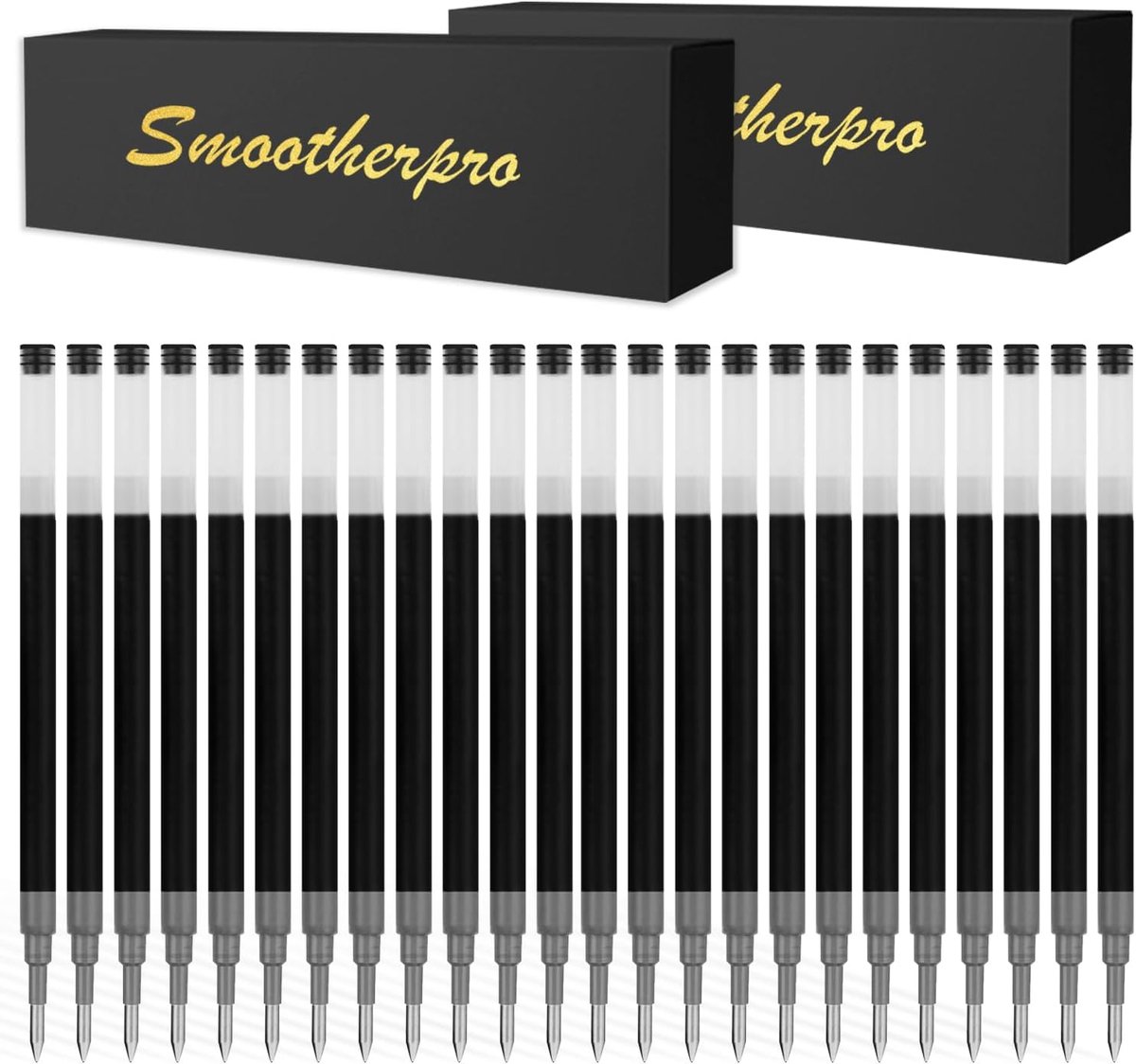 SMOOTHERPRO Gel Ink Refills Compatible with Pilot G2, Black Ink, 24 Pieces - for Bolt Action Pen, Fine Point - ShopVlot