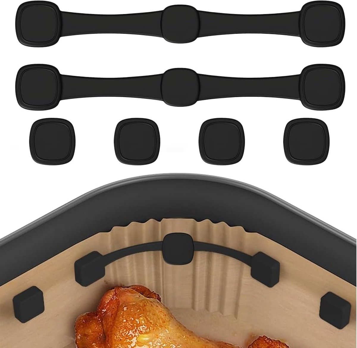 Hot Air Fryer, Magnets, Baking Paper, Safe Silicone, Pack of 2, Food Silicone Magnet, 0.8 x 1.5 cm, Baking Paper - ShopVlot