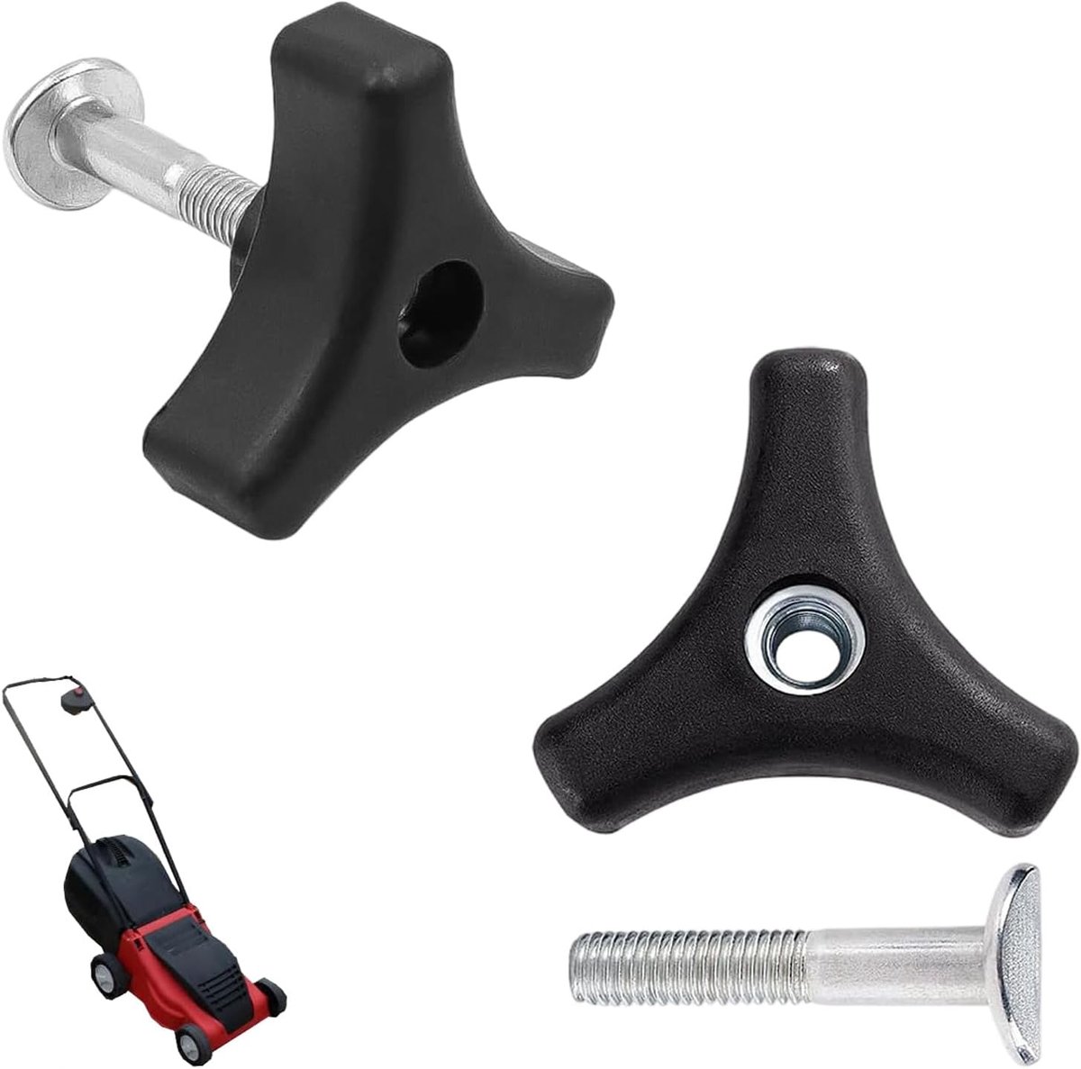 2pcs Universal Lawn Mower Handle Lawn Mower Wing Nut Screw Bolts Triangle Handle Knob Nut Screw for Lawn Mower Machine - ShopVlot