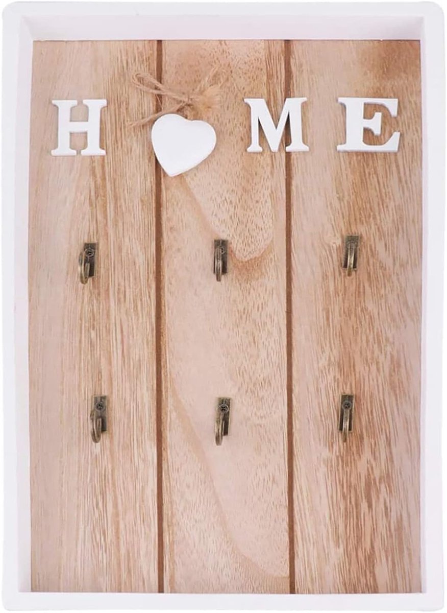 Key Boxes for Home Wood, Access Key Holder, Key Rack Wall Mounted Wood, Wooden Key Holder, Hanging Key Rack 6 Hooks - ShopVlot