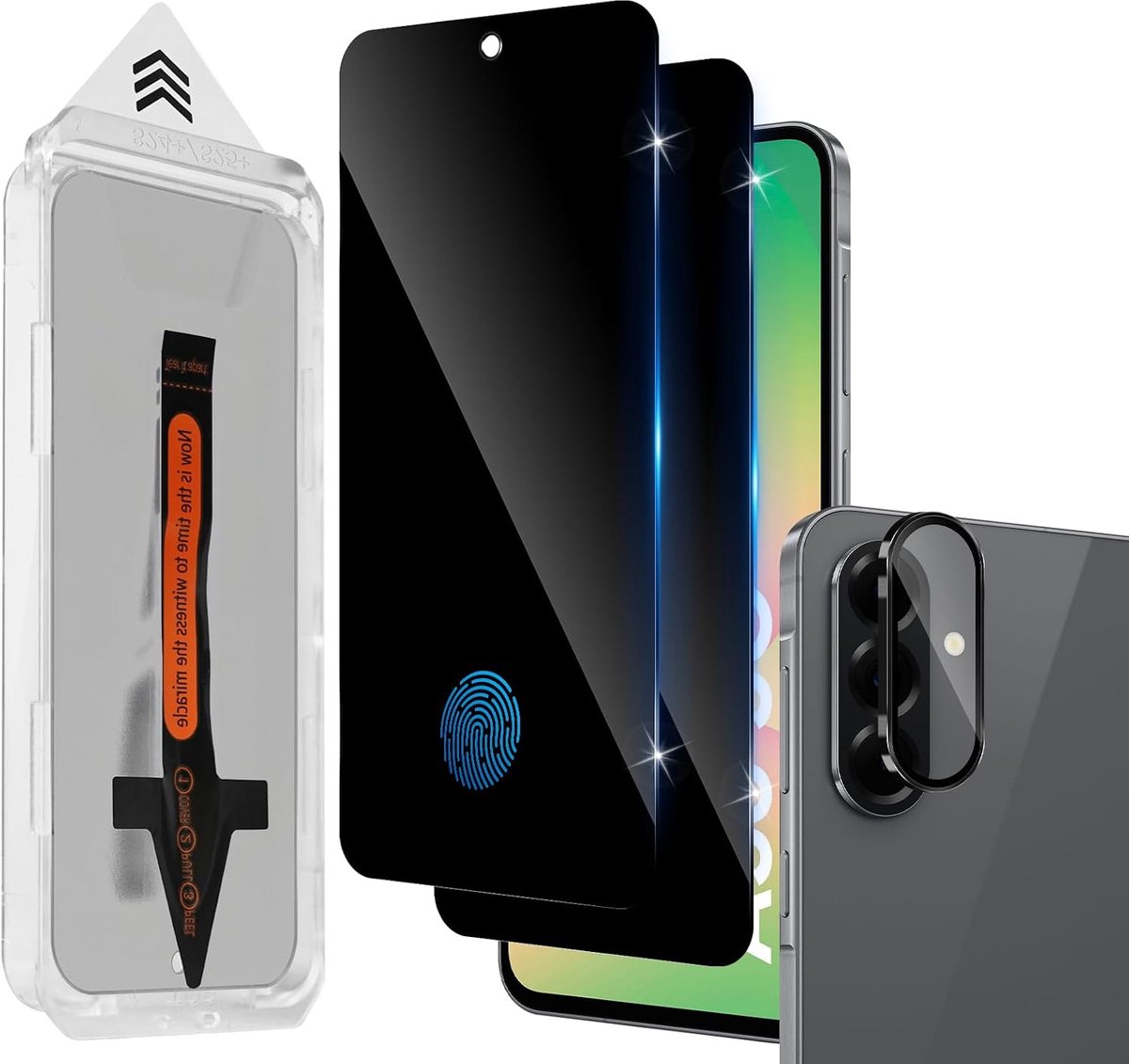 Inkijkbescherming beschermfolie voor Samsung Galaxy A56 5G voor pantserglas, 2 + 1 stuks, anti-splijt veiligheidsglas - ShopVlot