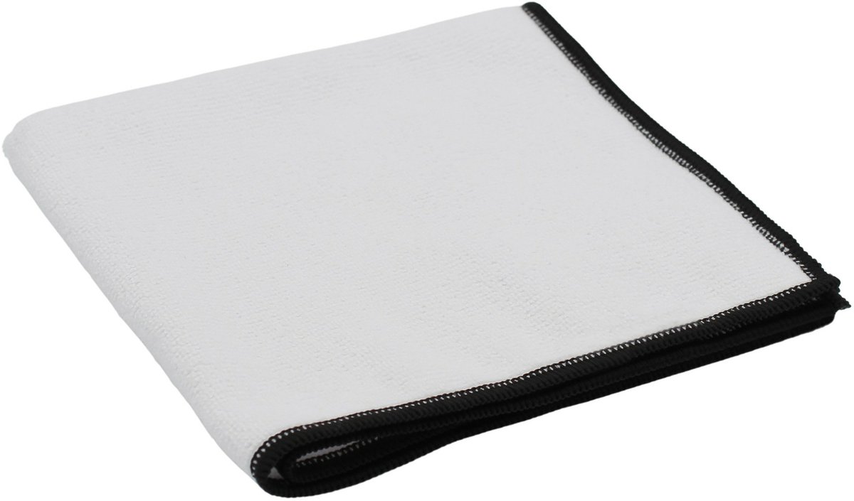 Microvezeldoek Gerecycled ChiaMo.nl Wit met Zwarte Rand 38 x 38 cm – 5 stuks (83% rPET)
