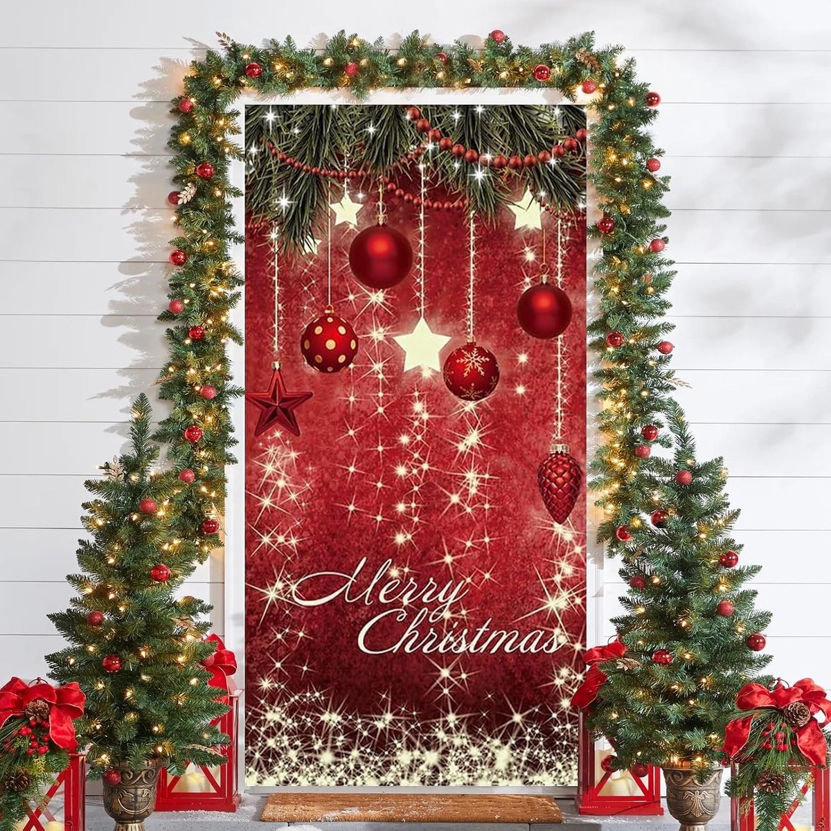 Kerstdecoratie voor deur, kerstvlag voor deur of muur, decoratieve achtergrond voor feesten, binnen- en - ShopVlot