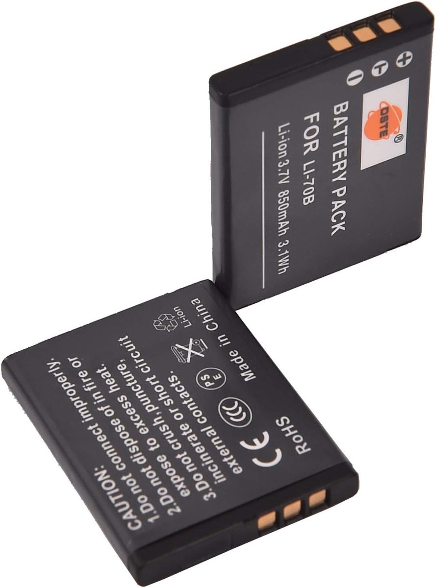 DSTE 2x Li-70B Li-ion Battery for Olympus FE-4020, VG-110, VG-120, VG-130, VG-140, VG-145, VG-160 - ShopVlot