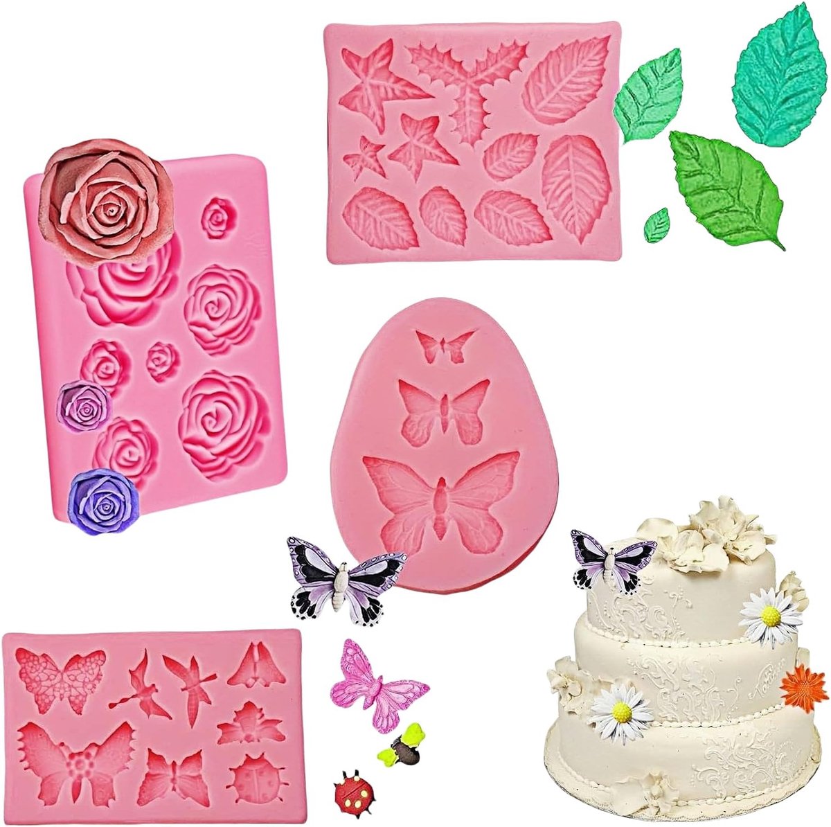 4PCS Flower Cake Fondant Molds - ShopVlot