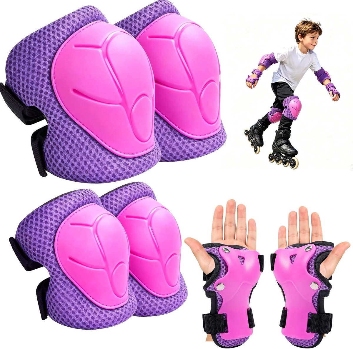 Protective Set for Children 6 in 1, Protection Set with Knee Pads, Elbow Pads and Wrist Guards Adjustable, Equipment - ShopVlot