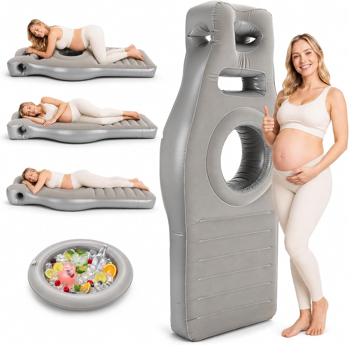 Air Mattress for Pregnant Women with Belly Opening, Flocked Thickened PVC, Pregnancy Air Bed, Swimming Aid for Stomach - ShopVlot