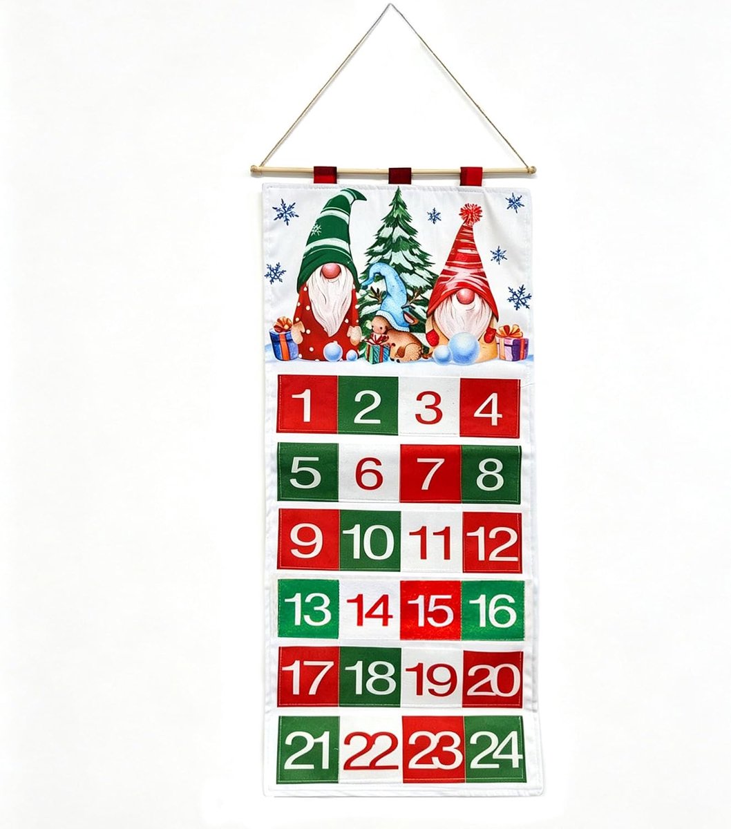 ZAHD 1 adventskalender 2026 kerstboom stof 105 cm 24 zakken (wit) - ShopVlot