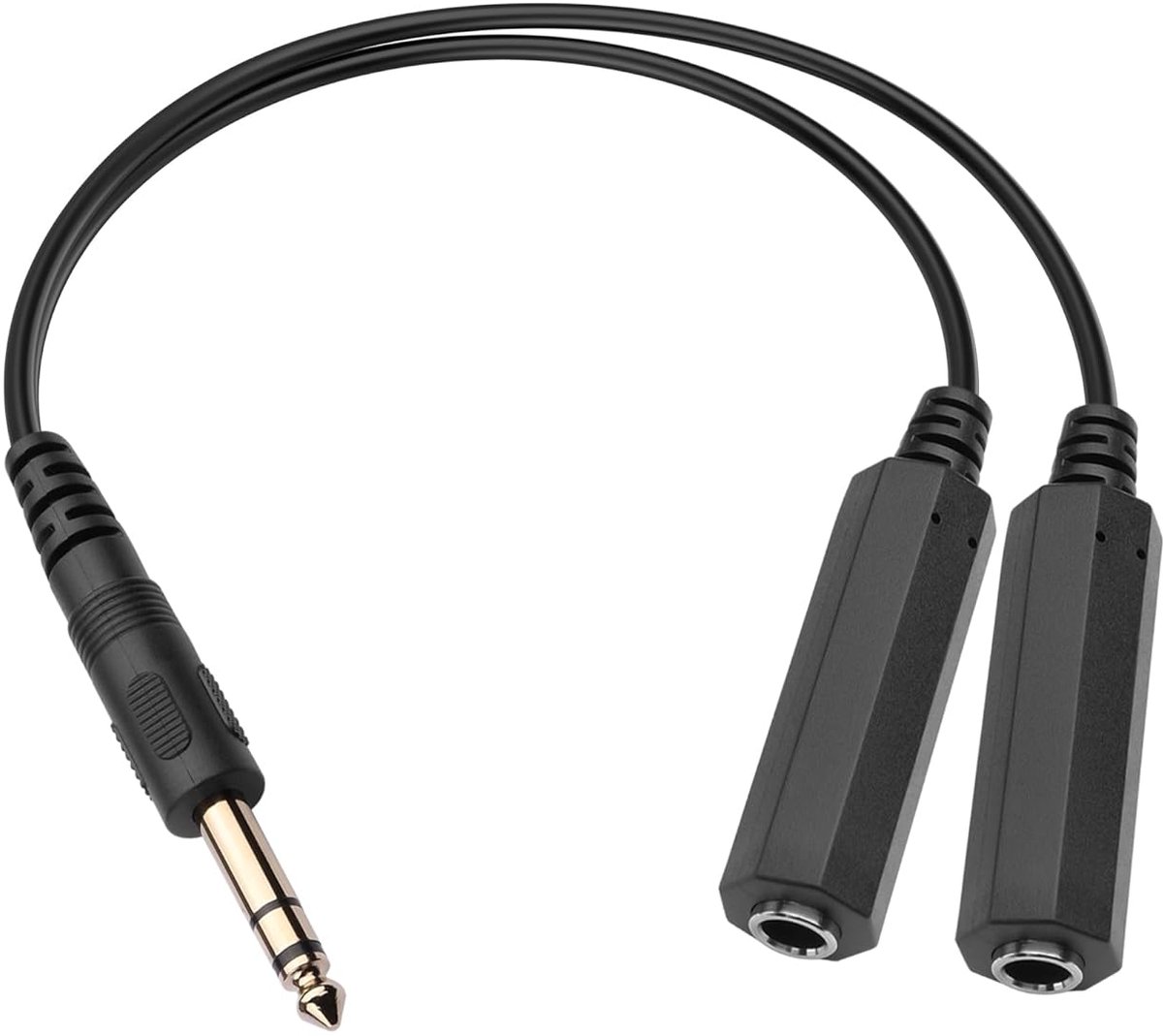 Y-splitter audio kabel 1/4 inch - 20cm - 1 plug naar 2 jacks - ideaal voor hoofdtelefoons of luidsprekers - ShopVlot