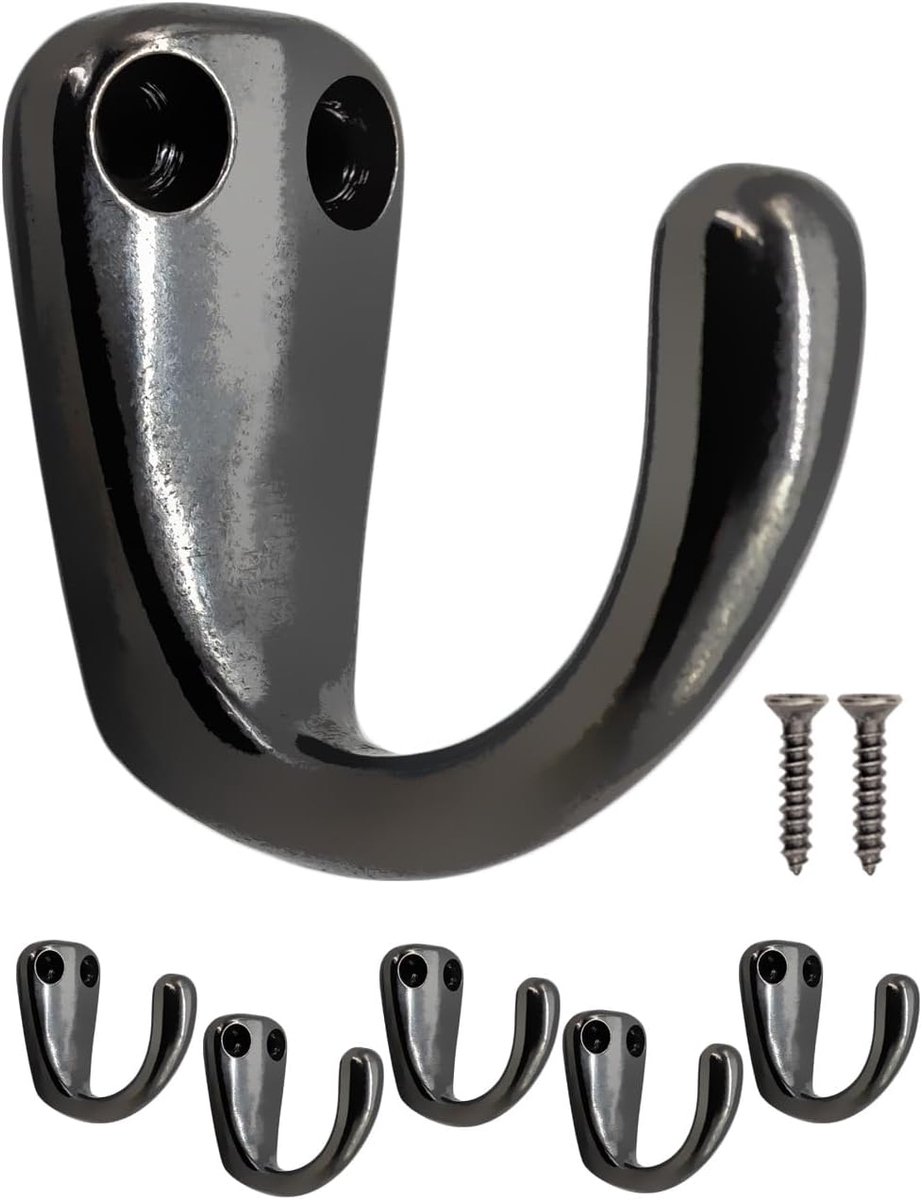 Kledinghaken set van 5 - gietijzer - antraciet - perfect voor jassen en handdoeken - ShopVlot