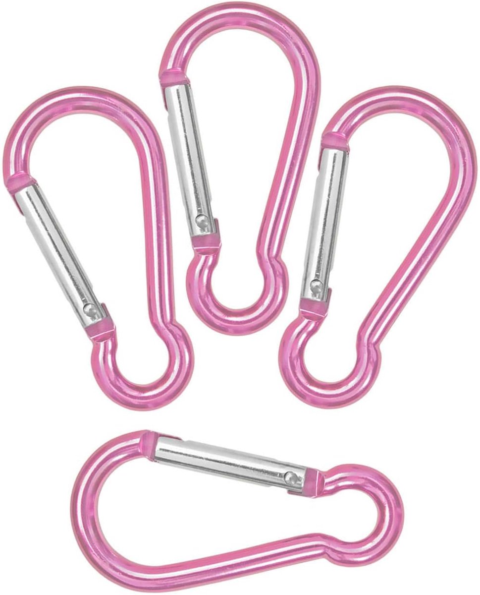 S-carabiner 4.8 cm - set van 4 - aluminium - lichtgewicht en stevig - ideaal voor het bevestigen van uitrusting - ShopVlot