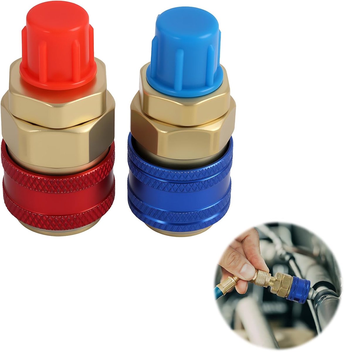 Adapter R134A Koelmiddel 1/4 Inch - Universele Messing Snelontkoppeling - Robuust en Corrosiebestendig - ShopVlot