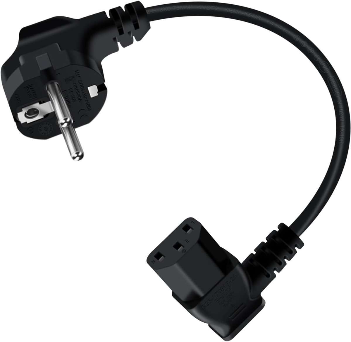 Koelapparaat kabel 0.5m - rechte hoekstekker - 3-polig - optimale geleiding voor PC's - ShopVlot