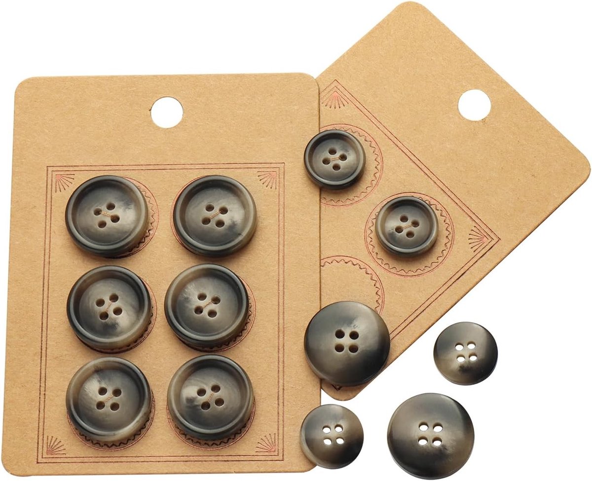 Premium Knots Set 15/20mm 4-Hole Knopen voor Dames Kostuum Lichtbruin 30 Stuks - Mode Accessoires, Kleding Decoratie, Creatief Handwerk