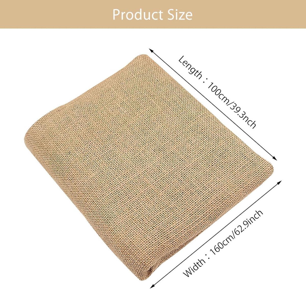 Jute stof per meter - 63 x 100 cm jute band - natuurlijke vezels - ideaal voor bruiloft decoratie - ShopVlot