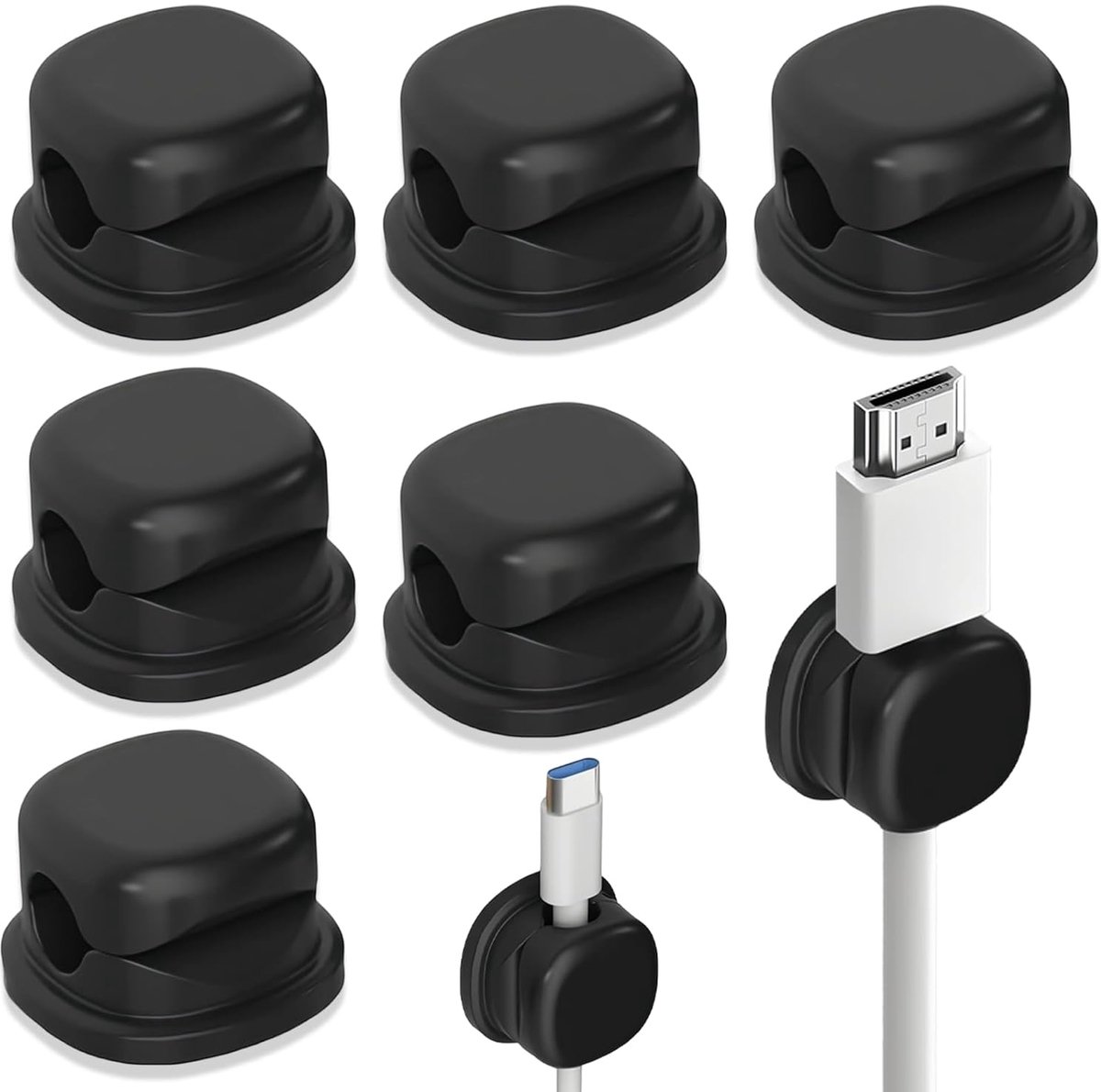 Kabelclips set van 6 - 360° draaibaar - Zelfklevend - Ergonomische kabelhouder voor oplaadkabels - ShopVlot