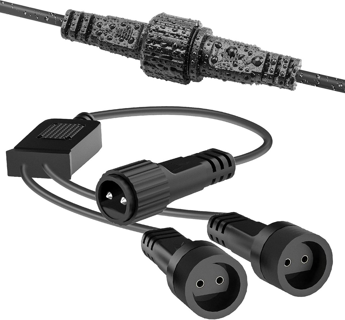 Lichtsnoer verdeler Y-vorm - 1-2 pins connector - waterdicht - voor kerstverlichting - ShopVlot