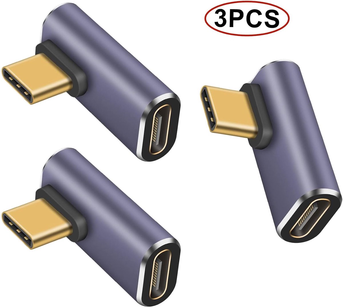USB C Adapter 3pcs - Hoekig - Aluminium - Ideaal voor onderweg - ShopVlot