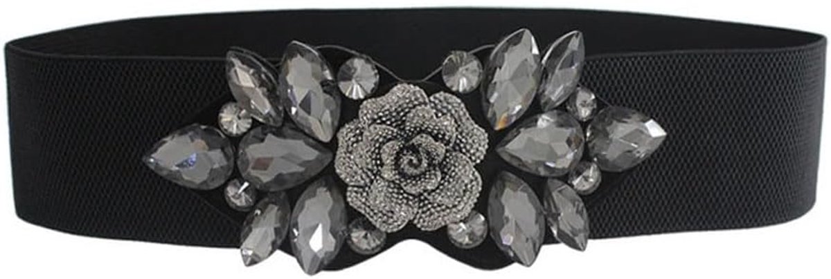 Rhinestone Elastic Belt For Women Dress Decoration Waistband Stretch Wide Waist Belts - ShopVlot