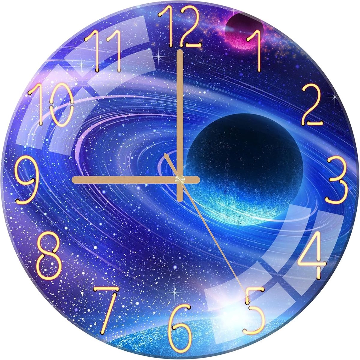 SnelShoppen - Glass Wall Clock 12" Stil Non Tikkend Kwaliteit Quartz Batterij Aangedreven Rond Wandklok voor Keuken Woonkamer Slaapkamer Hal Kantoor (