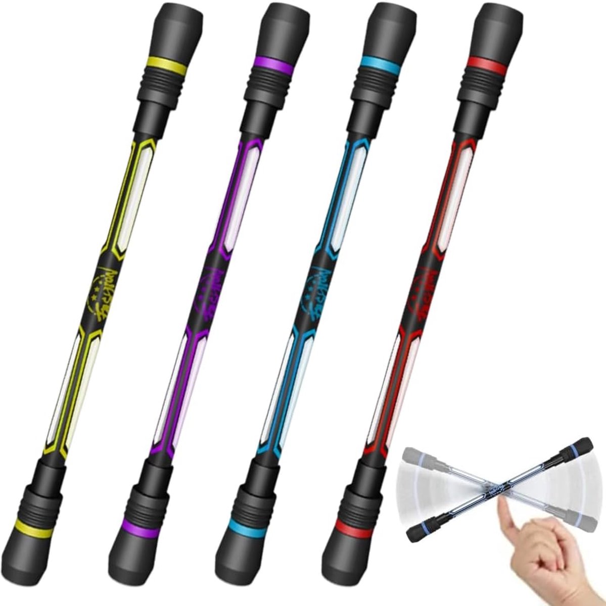 Ball pen with fingers, non-slip coating, no refilling, brain training toys for stress relieving, 4 pieces - ShopVlot