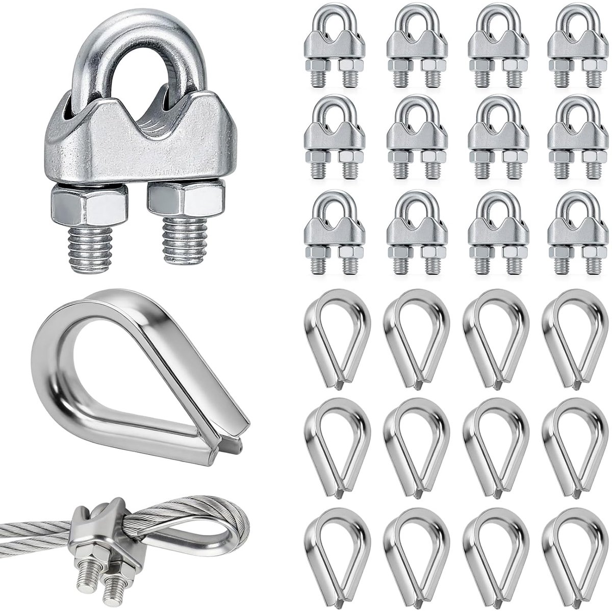 Kabelclips set 24-delig - RVS 304 - Weerbestendig - Ideaal voor klussen in huis en tuin - ShopVlot
