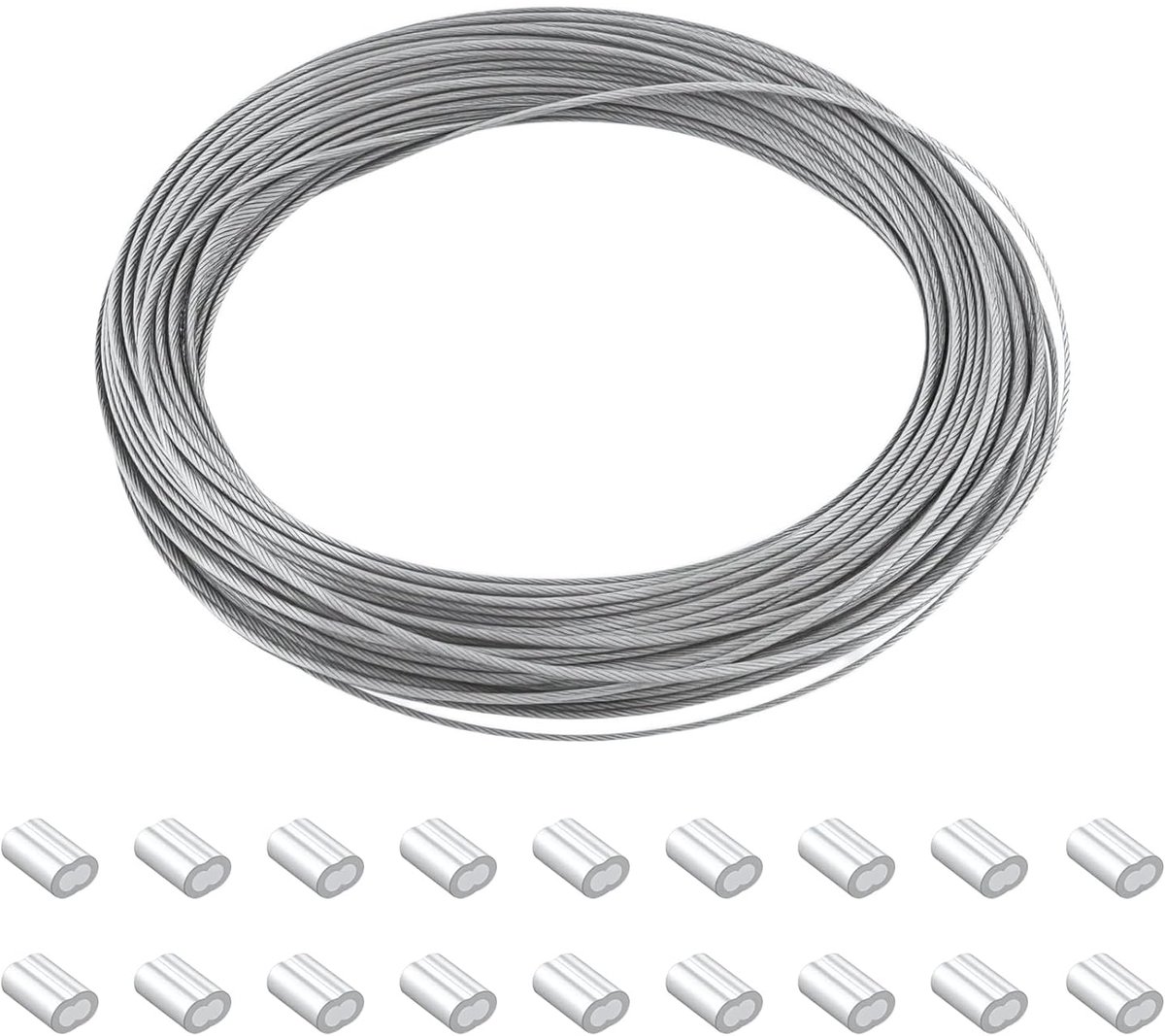 Stalen kabel 21m/1mm - 304 roestvrij staal - weersbestendig - ideaal voor ophangen - ShopVlot