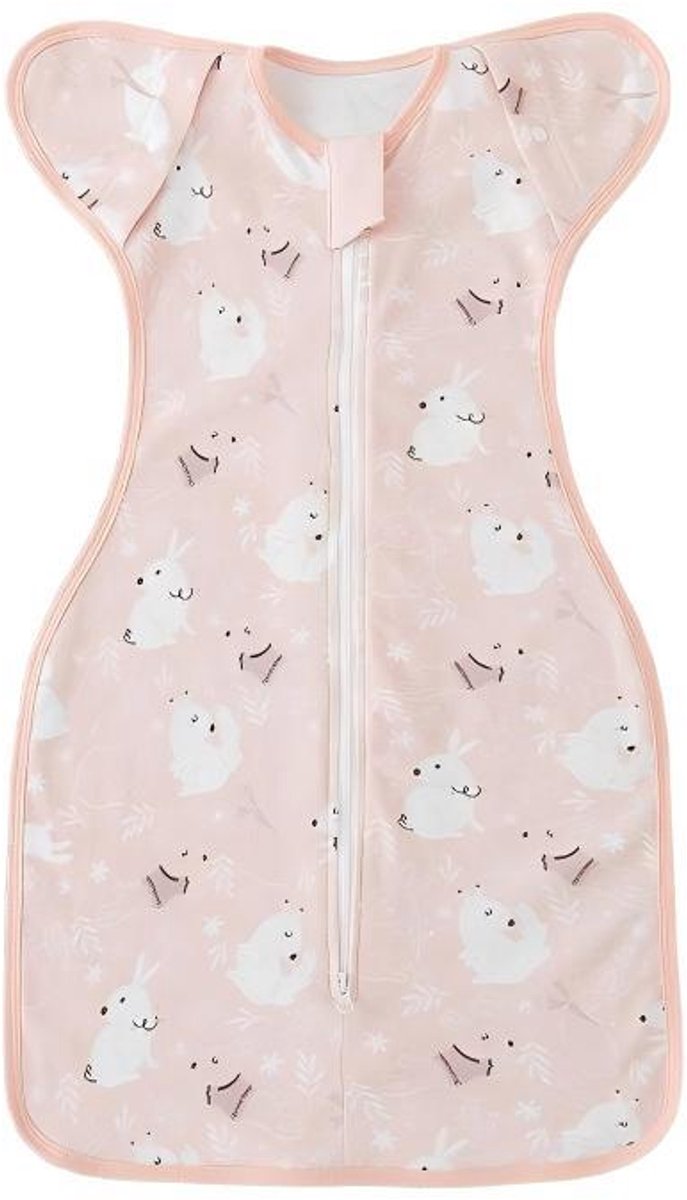 Inbakerdoek voor pasgeborenen – Onmisbaar voor baby's van 0–6 maanden – Unisex – Met mouwen – Bevordert een comfortabele, rustige slaap – 69 x 24 cm – roze