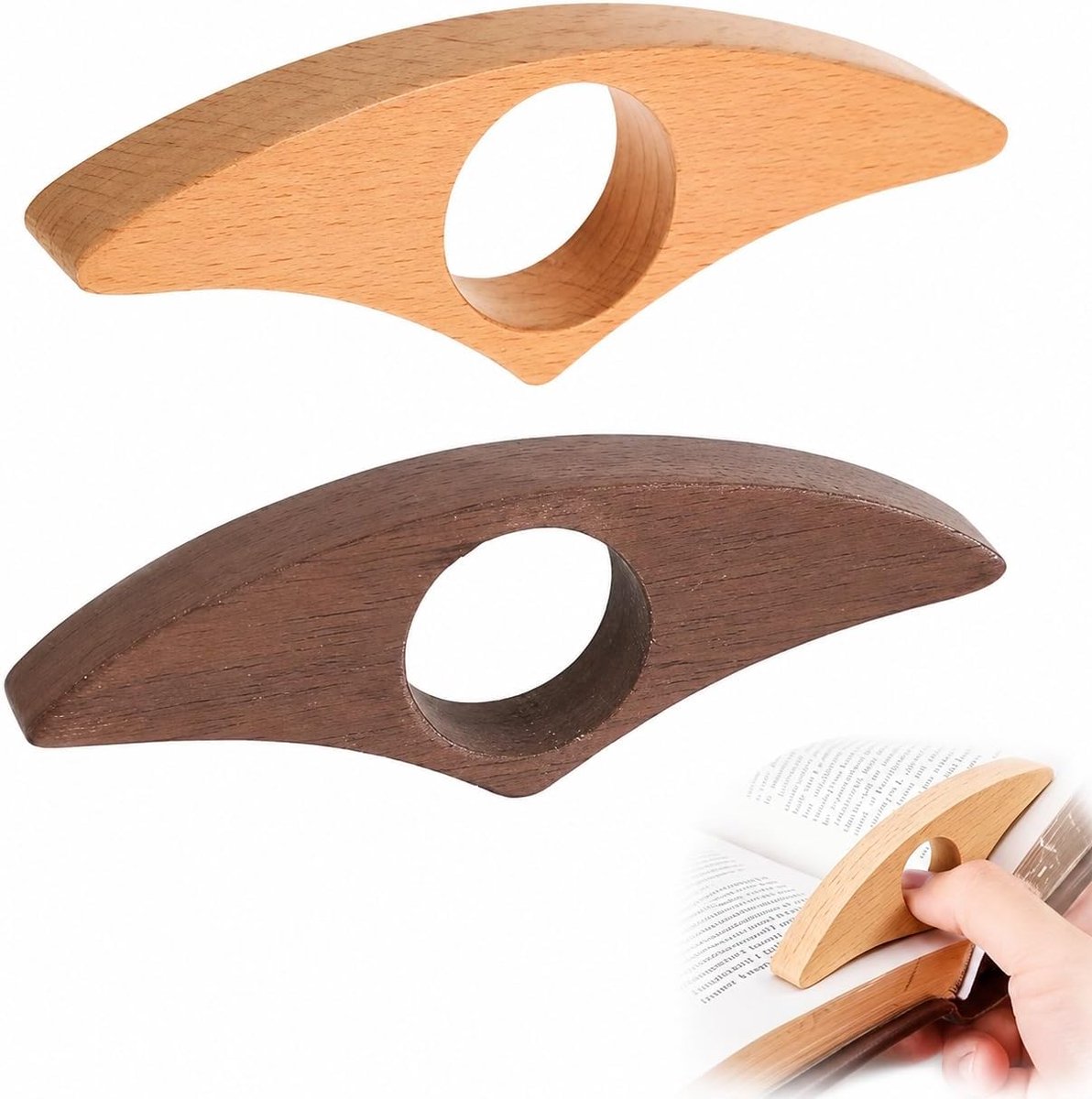 Boekhouder 22mm - Walnoot Hout - 2 Stuks - Comfortabel Lezen voor Boekliefhebbers - ShopVlot