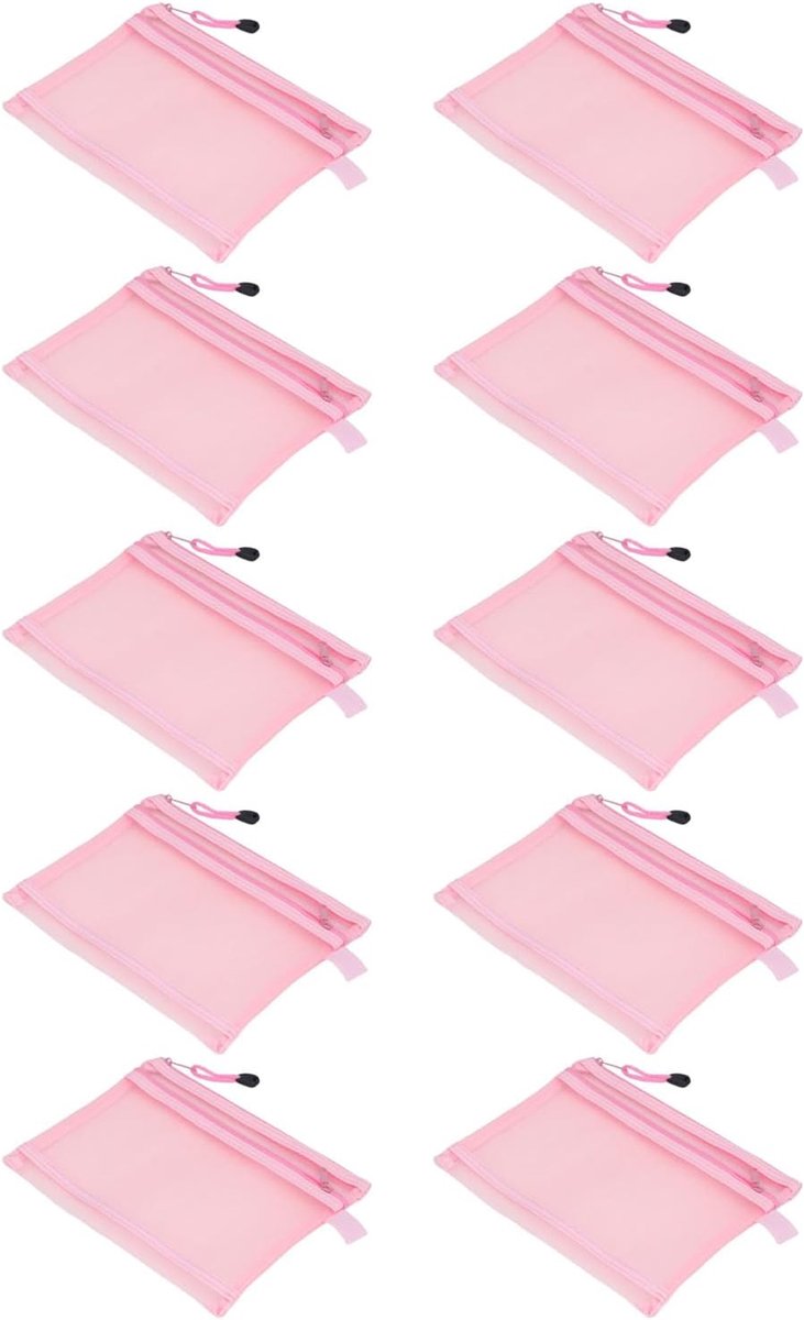 Zipper pouch bag 10-delig - nylon mesh dubbelzijdig - waterbestendig - ideaal voor school en reizen - ShopVlot