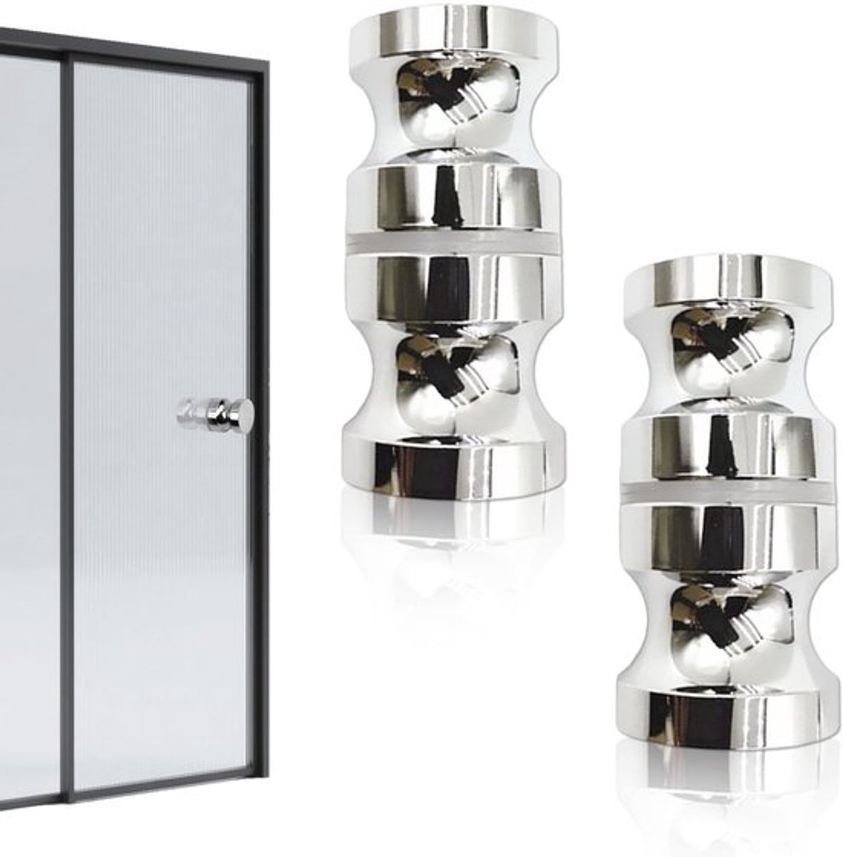 Douchedeurknop Set van 2 - Aluminium - Handgreep - Deurknop - Rubber Afdichting - Eenvoudige Installatie - 62x30mm - Deurgreep