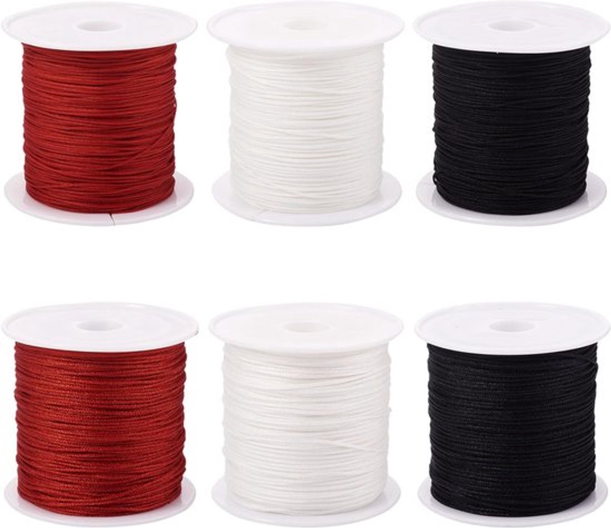 Nylon Koord 6 Rollen - 0.6Mm/0.8Mm - Chinese Knoop Koord - Kralen Draad - Macramé Craft - Gevlochten Armband/Ketting - Kralenkoord