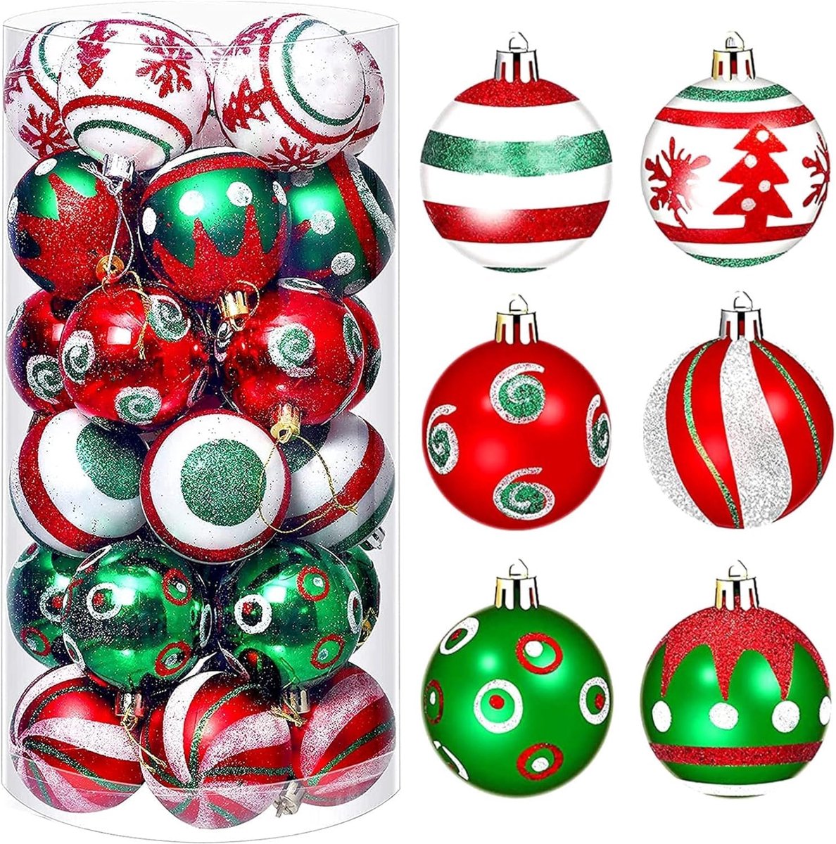 Kerstballen 30 Stuks - 6 cm Rood en Groen - Shatterproof Versieringen - Perfect voor Kerstboomdecoratie - ShopVlot