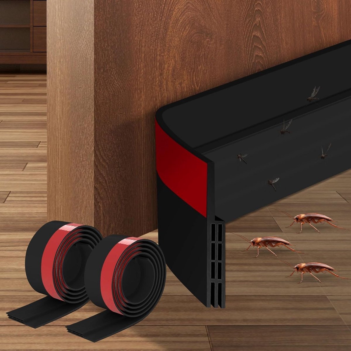 Deurafdichting tochtstopper 100 cm - zwart - zelfklevend - energiebesparend - ShopVlot