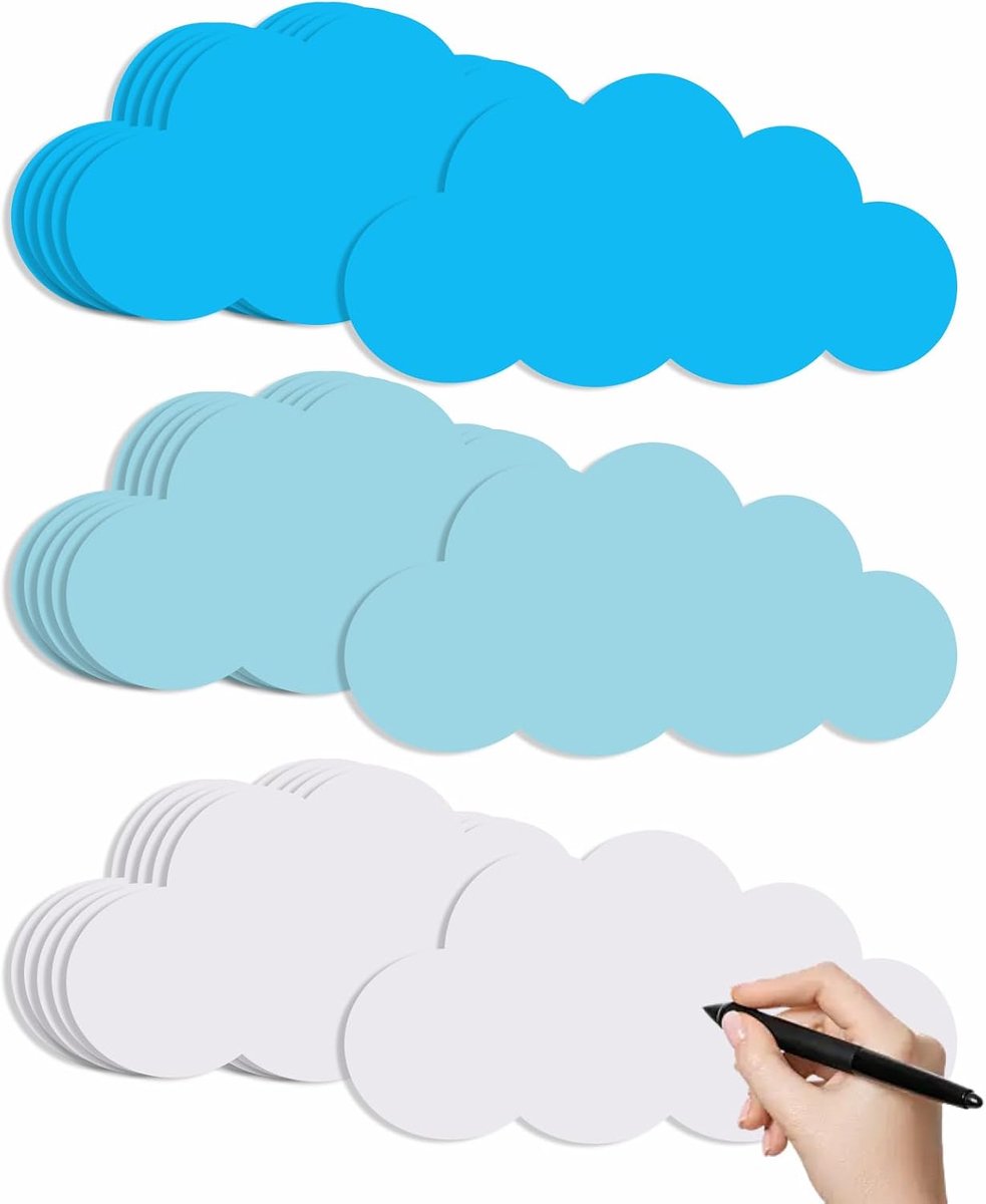 Moderatiekaarten 120 stuks - 10 x 5,2 cm - kleurrijk wolken ontwerp - ideaal voor presentaties - ShopVlot