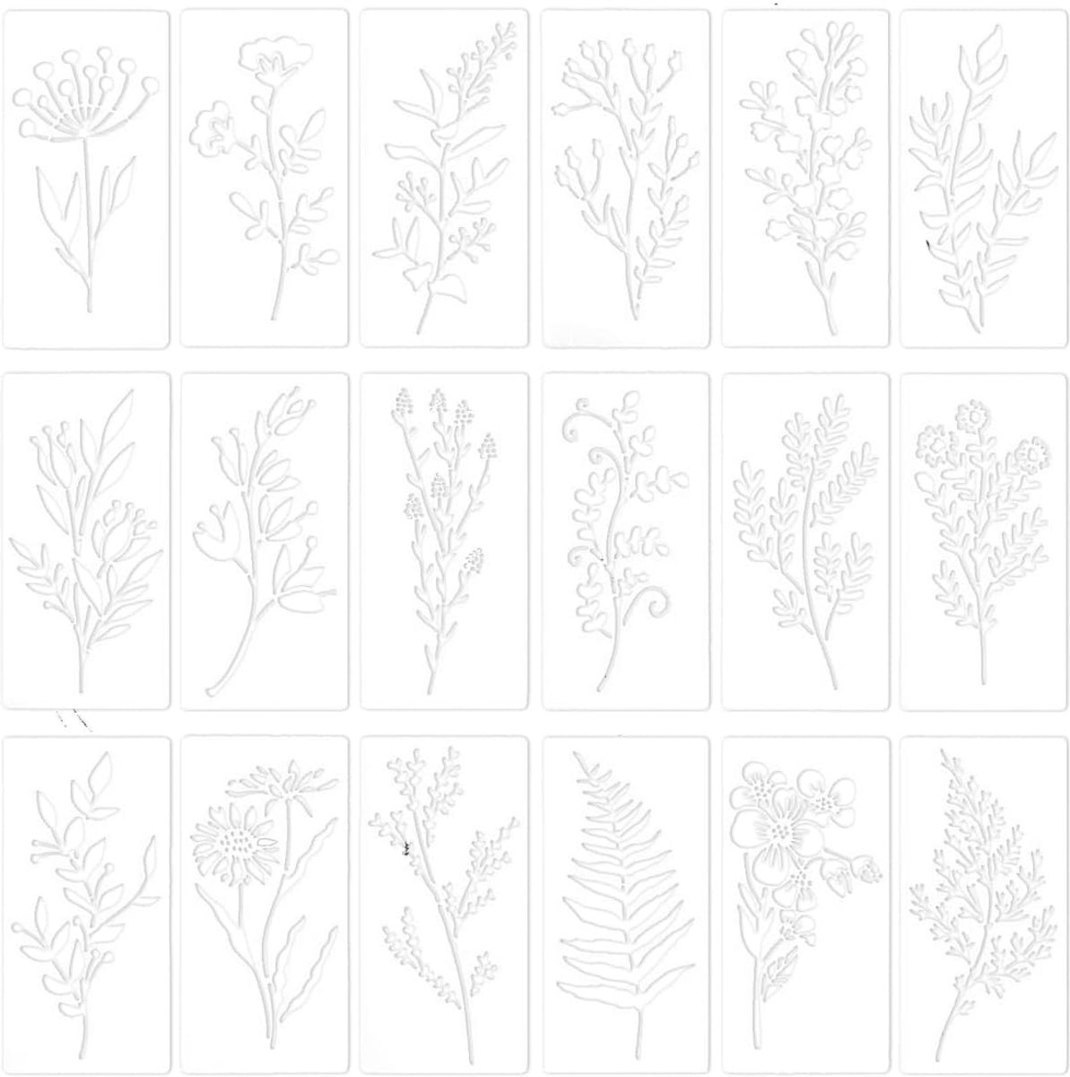 Bloemensjablonen 18 stuks - herbruikbaar PET-materiaal - diverse patronen - ideaal voor knutselwerkjes - ShopVlot