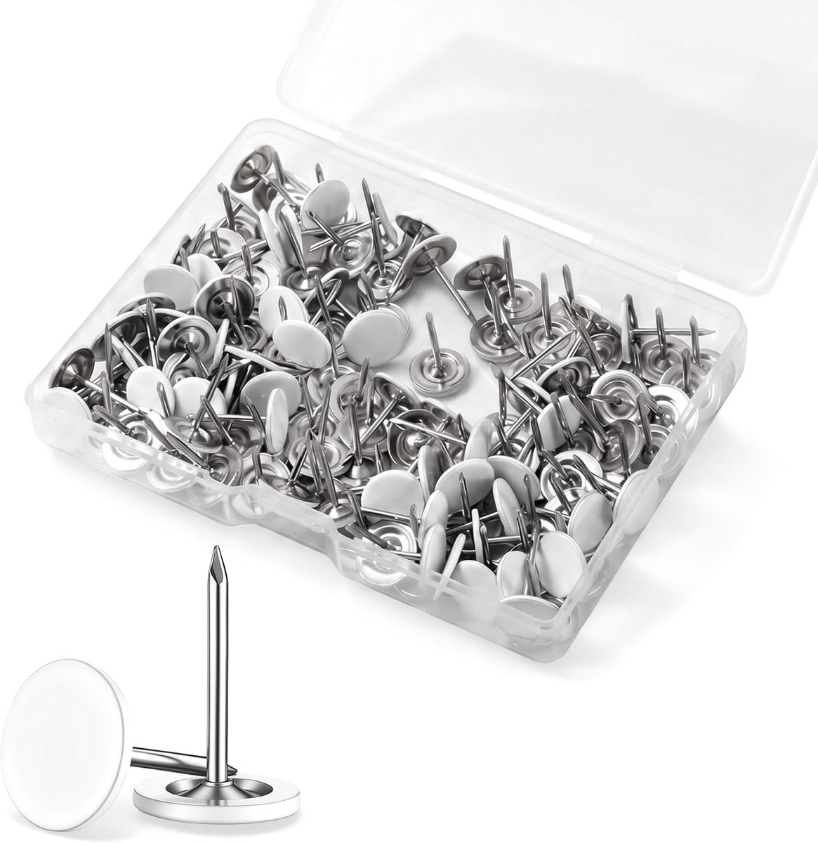 Scheurdoelen witte meubelspijkers 150 stuks - platte kop - decoratieve punaises - ideaal voor handwerk en decoratie - ShopVlot