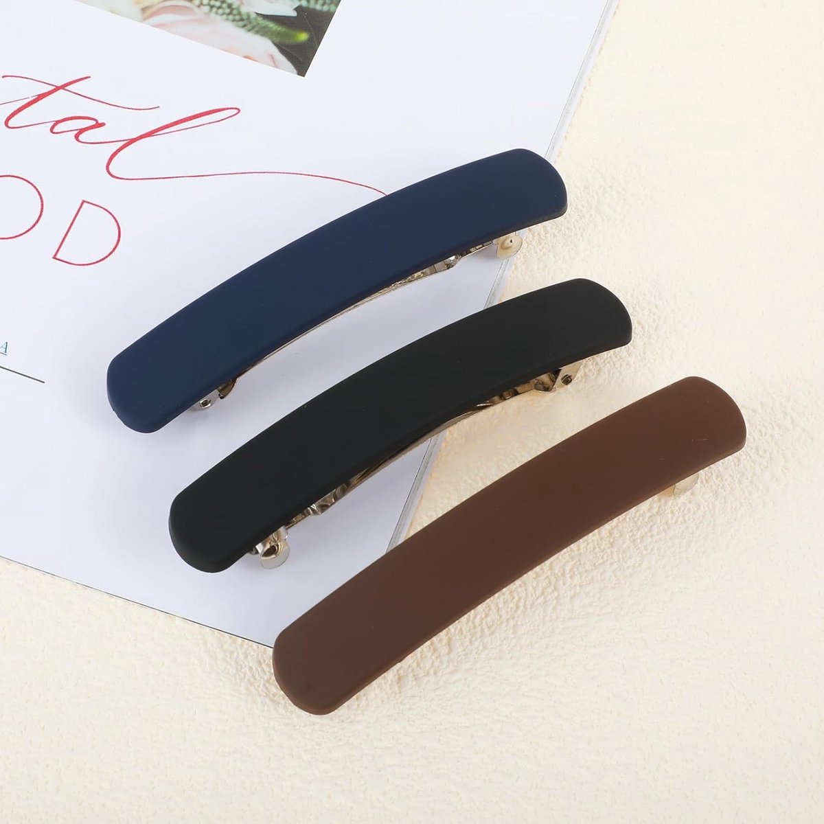 Haarclips voor vrouwen 3 stuks - Platte klemmen 3,5 inch - Matte afwerking - Sterke grip voor alle haartypen - ShopVlot