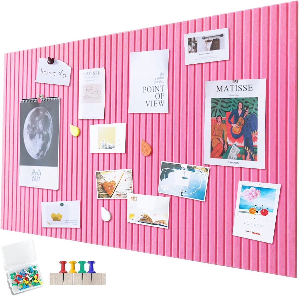 Vilt prikbord 90 x 60 cm - zelfklevend - perzikroze - ideaal voor kantoor en keuken - ShopVlot