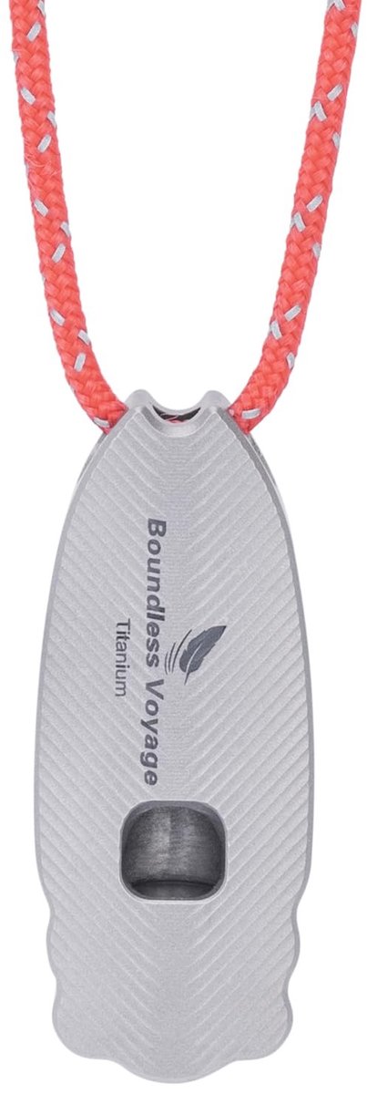120dB Titanium Overlevingsfluitje - Compacte Noodfluit voor Veiligheid, Ultralicht en Roestvrijstaal voor Buitenactiviteiten, Wandelen, Kamperen en Redactiesituaties
