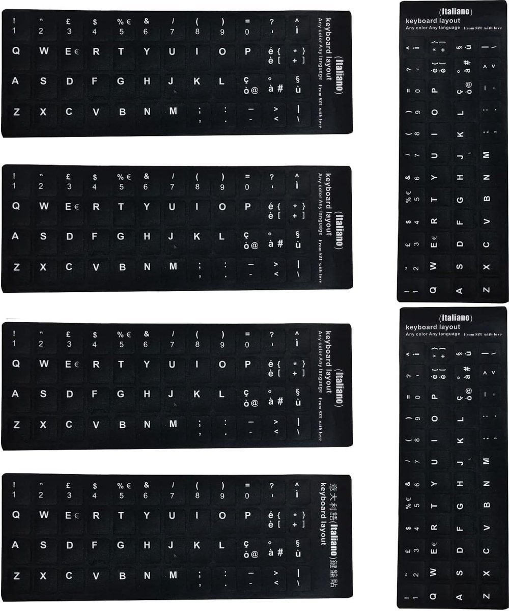 Keyboardstickers Italiaans - 5 stuks - matte PVC stickers - slijtvast en anti-slip - ShopVlot
