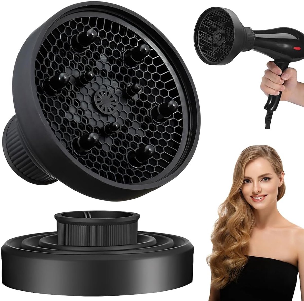 Siliconen diffuser voor krullend haar - opvouwbaar - hittebestendig - sneldrogend - ShopVlot