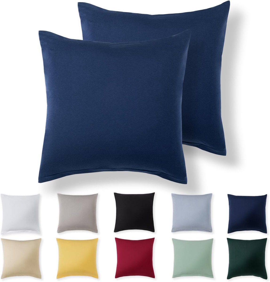 Kussenhoes 40 x 40 cm - Blauw - 100% Jersey Katoen - Superzachte Kussenhoezen met Rits - ShopVlot