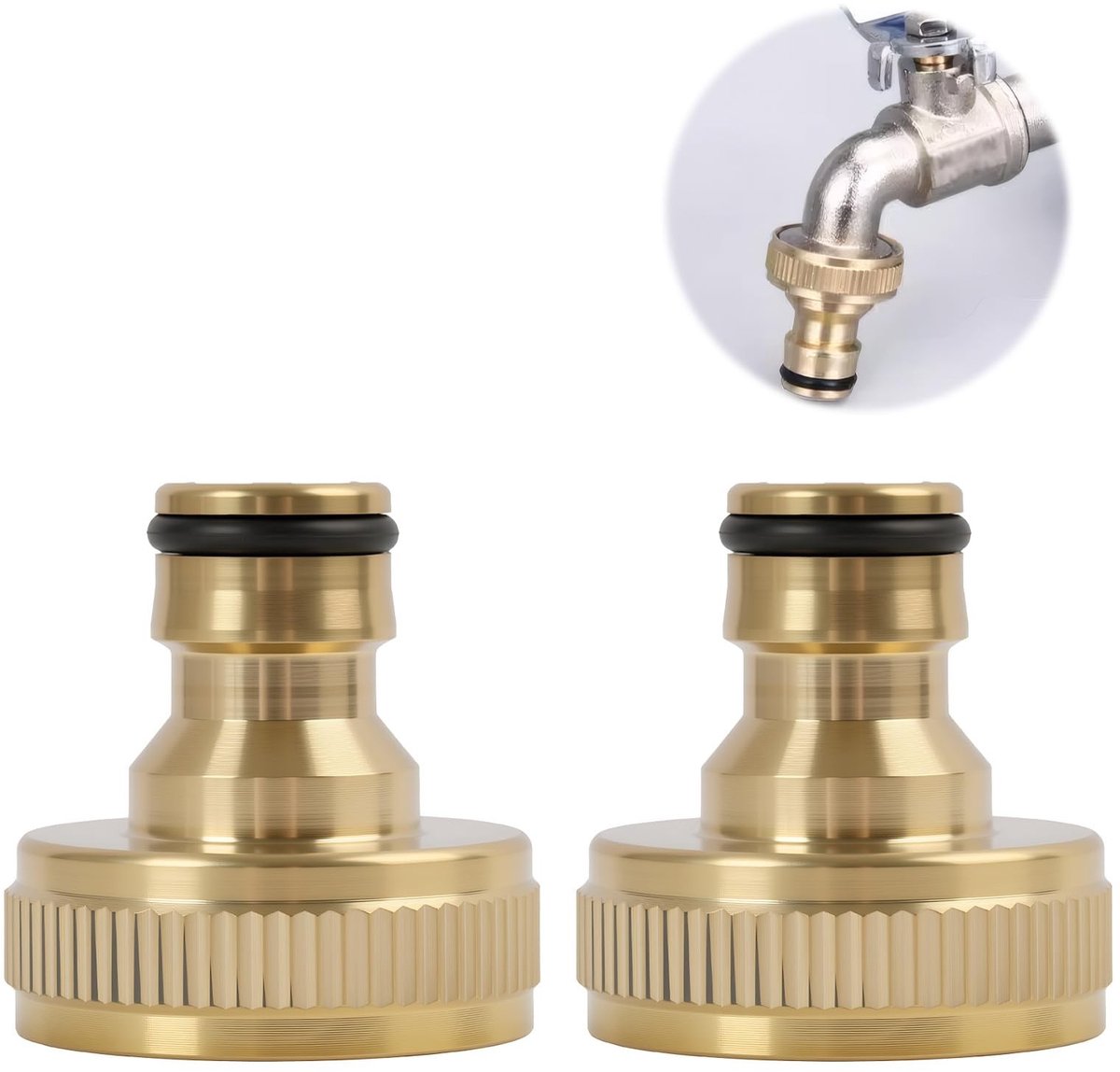 SnelShoppen - 2 Stuks 1 Inch Messing Quick Coupling, Tuinslang Kranen Adapter, Slangverbinder voor Tuin, Huishoudelijk Gebruik, Landbouw, Corrosiebest