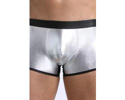 Grijze synthetisch leren heren boxer shorts comfortabel ondergoed in maat XS S M L XL