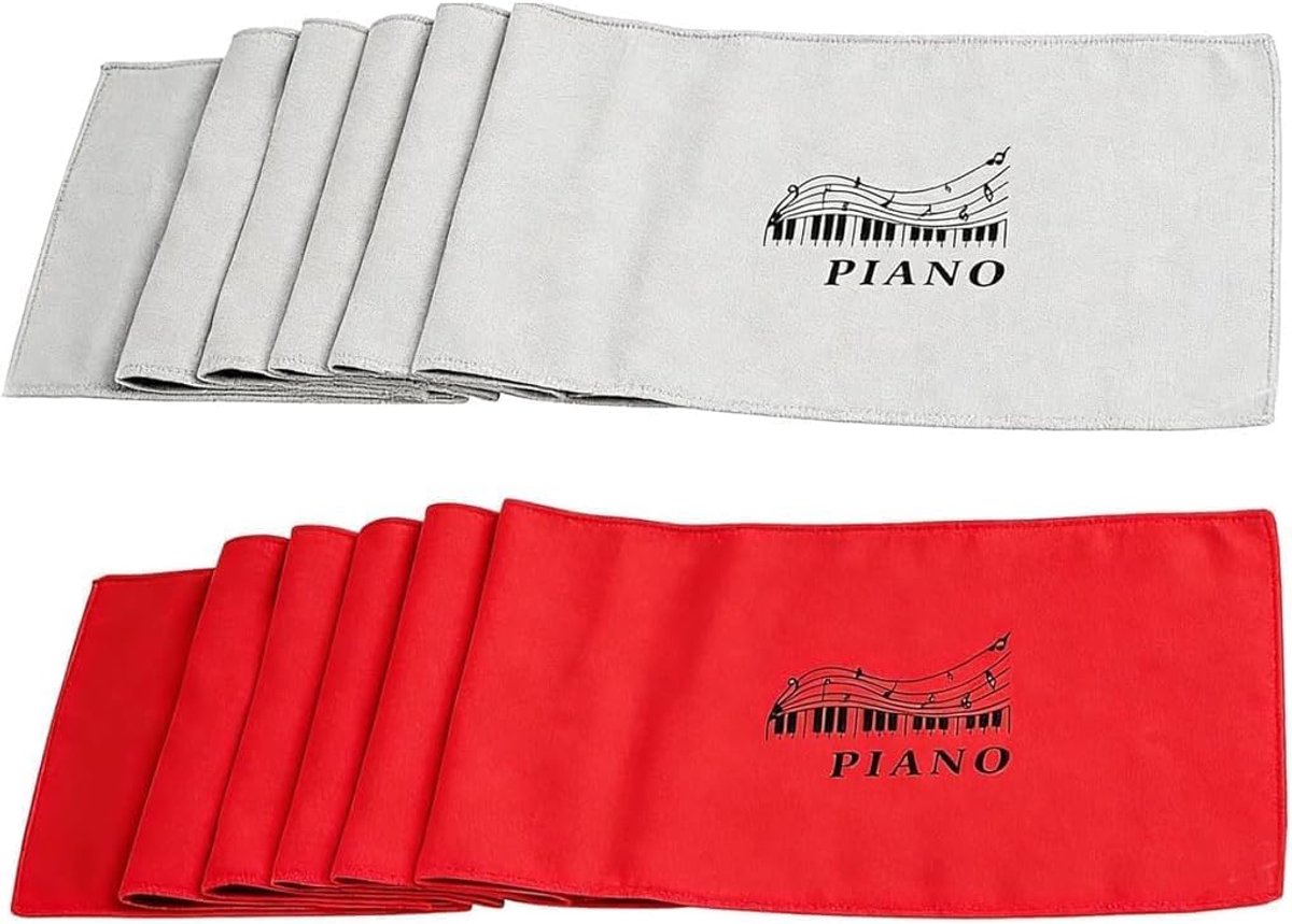 Pianotoetsenbord cover - universele stofbescherming - grijs en rood modern design - beschermt tegen stof en vuil - ShopVlot
