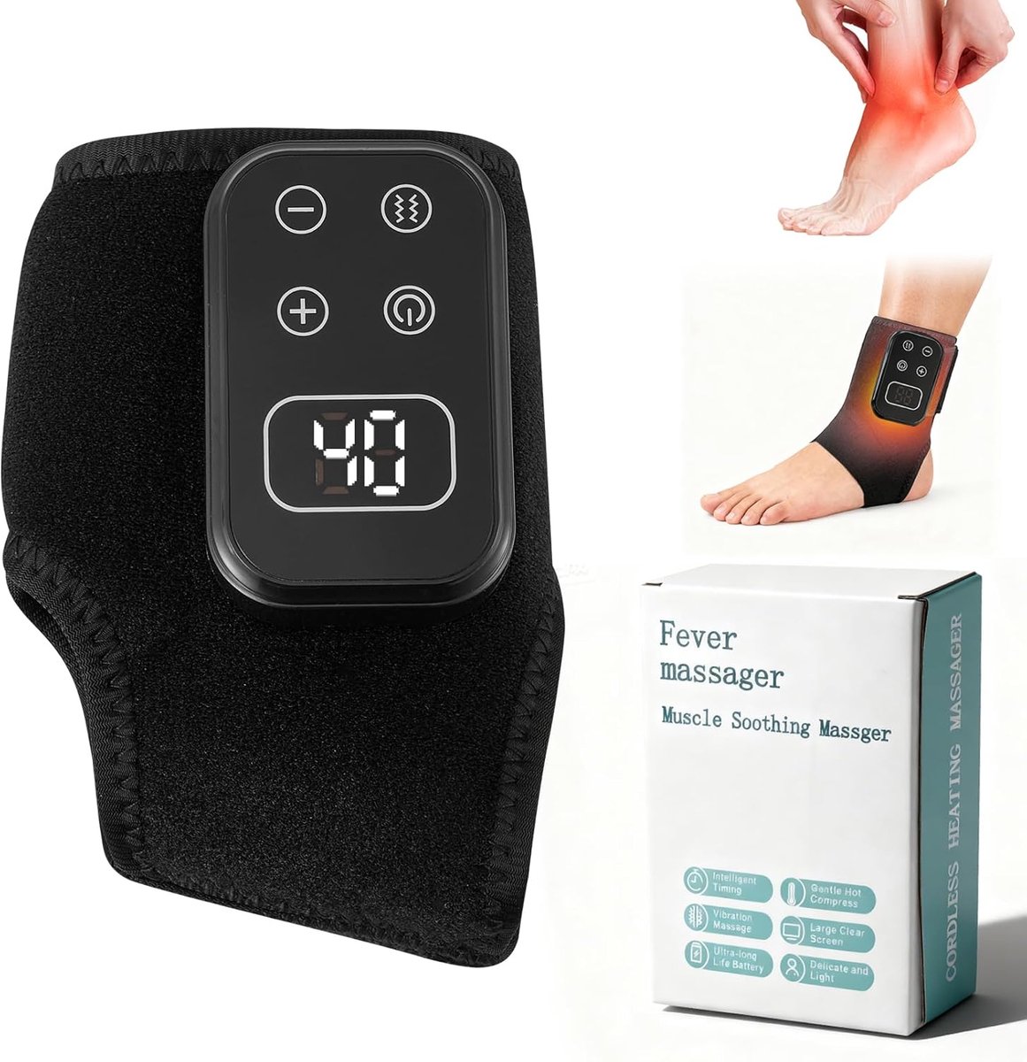 Draadloze voetmassager 3-in-1 - Zwart - 5 vibratieniveaus - Ontspanning na training - ShopVlot