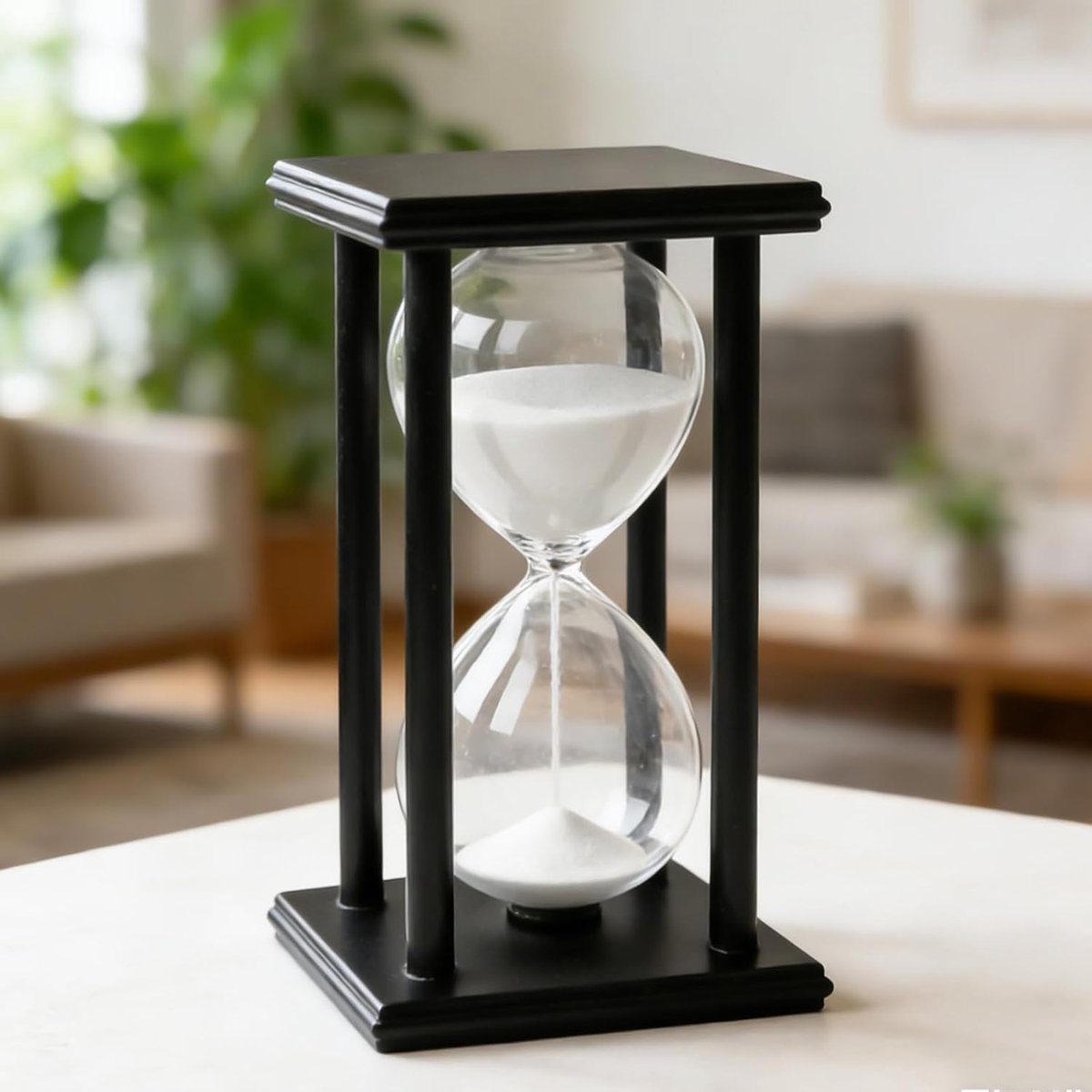 Zandloper 60 Minuten - Houten Frame - Decoratief Design - Perfect voor Woonkamer of Kantoor - ShopVlot