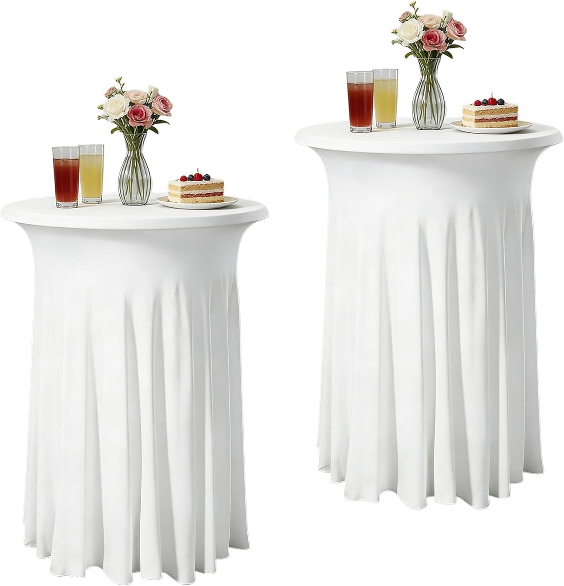 Bistrotafelhoes rond 80 x 110 cm - spandex - wit - beschermt uw tafel elegant - ShopVlot